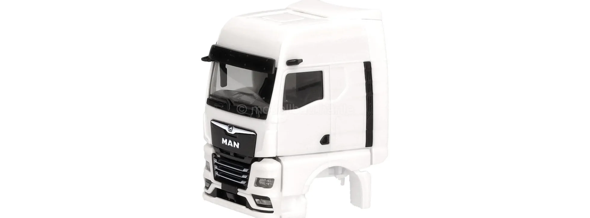 herpa 086301 MAN eTGX GX mit Windleitblechen und Spigelkamera weiß | 2 Stück | Ersatzfahrerhaus 1:87