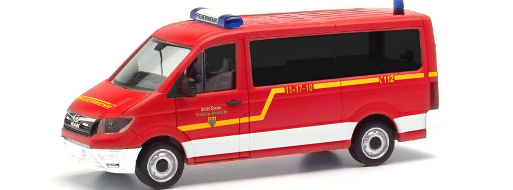 herpa 096157 MAN TGE Bus Flachdach Feuerwehr Goslar Blaulichtmodell 1:87