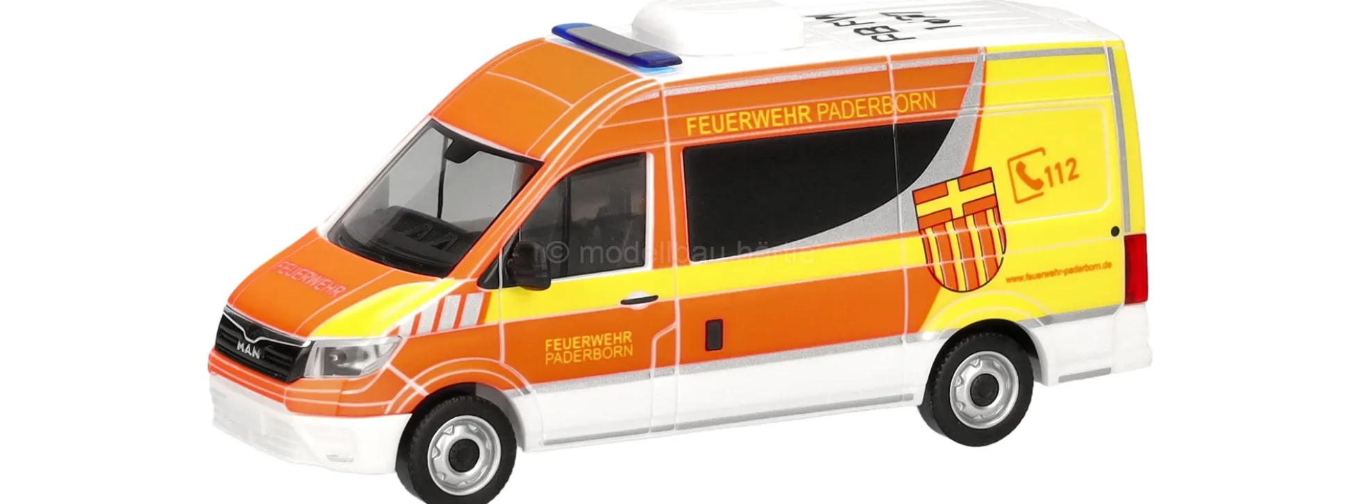 herpa 098816 MAN TGE Halbbus Hochdach - FW Paderborn | Blaulichtmodell 1:87