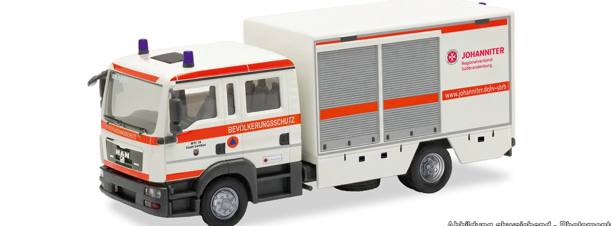 herpa 099608 MAN TGL 08 GW-SAN - Johanniter Cottbus | Blaulichtmodell 1:87