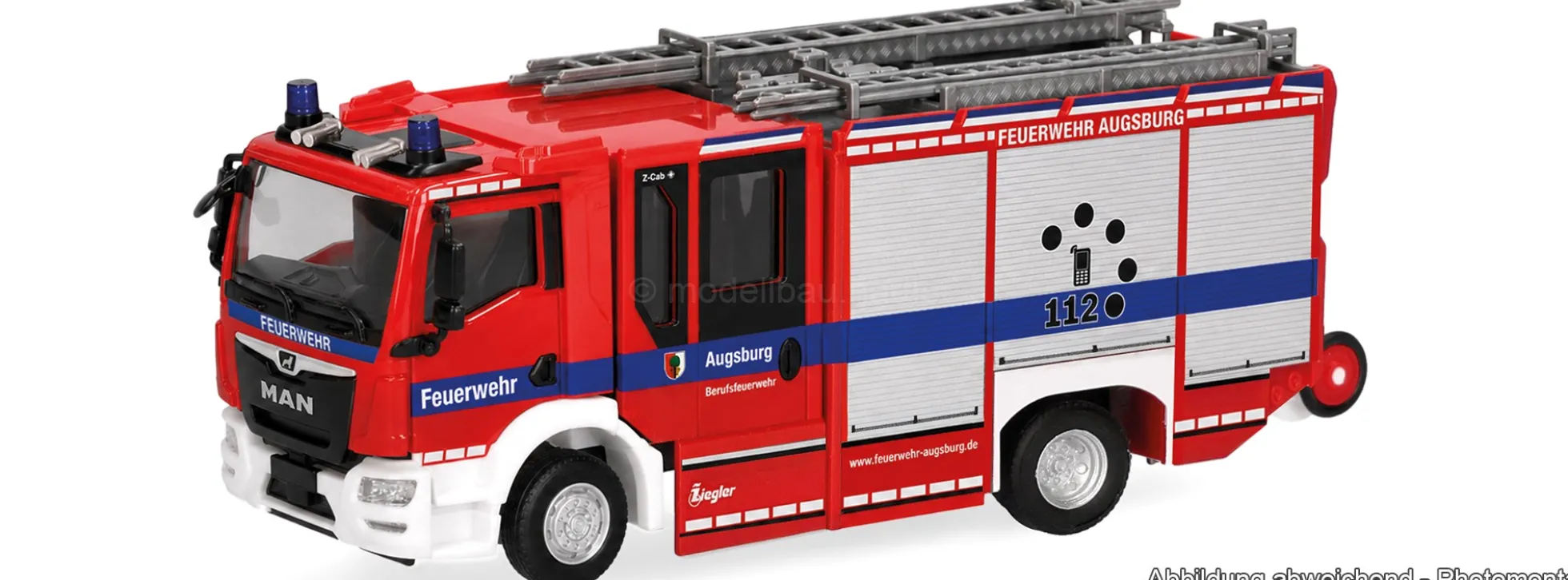 herpa 097734 MAN TGM CC Z-Cab HLF Feuerwehr Augsburg | Blaulichtmodell 1:87