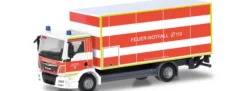 herpa 098076 MAN TGM KofferLKW mit Ladebordwand Feuerwehr Düsseldorf Blaulichtmodell 1:87