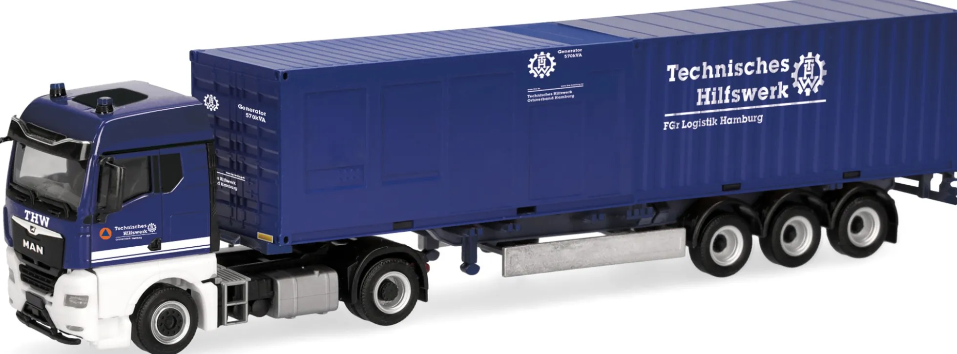 herpa 321532 MAN TGX GM Container-Sattelzug THW Hamburg | Blaulichtmodell 1:87