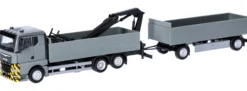 herpa 320825 MAN TGX GN Pritschen-Hängerzug mit Ladekran - grau / gelb | LKW-Modell 1:87