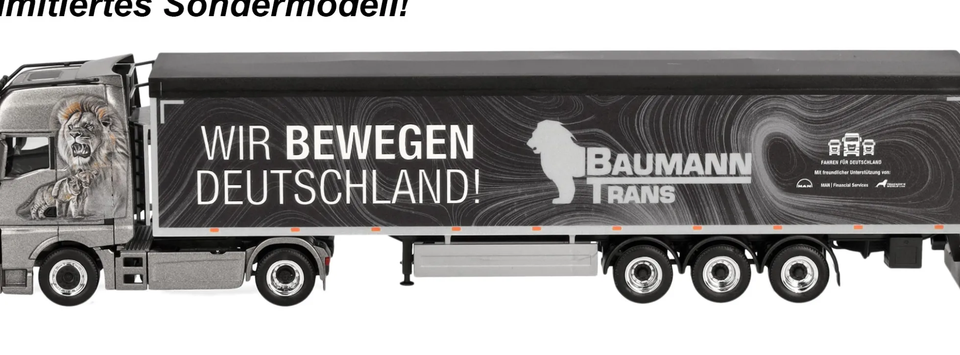 herpa 962445 MAN TGX GX Schubbodensattelzug Baumann Trans Wir bewegen Deutschland LKW-Modell 1:87