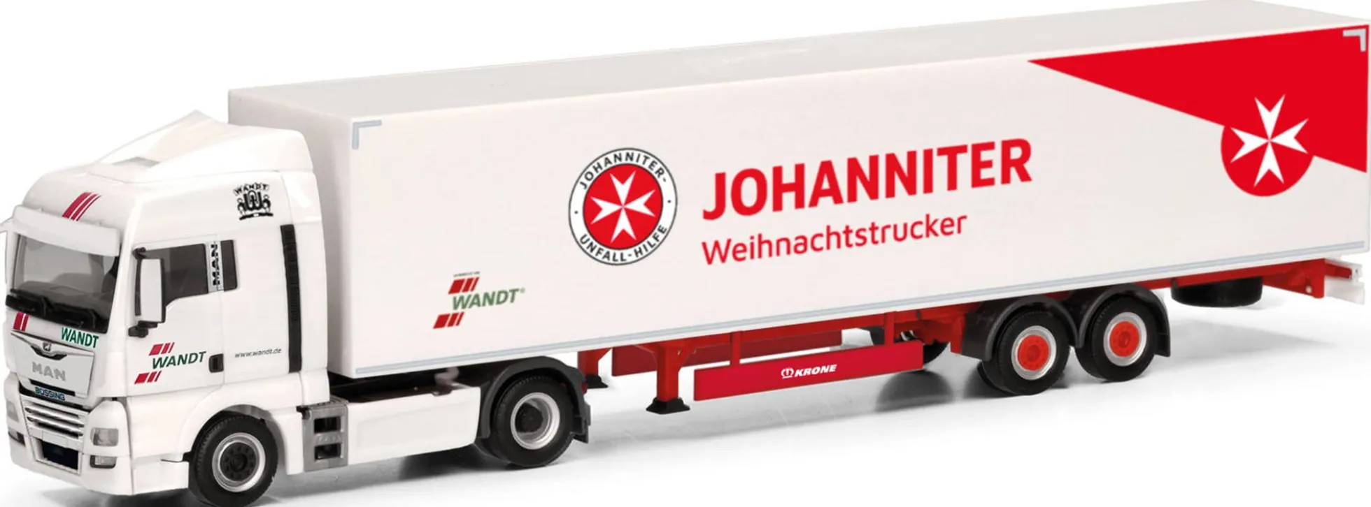 herpa 318150 MAN TGX XLX Euro6c Koffersatteluzug Wandt Johanniter Weihnachtstrucker LKW-Modell 1:87