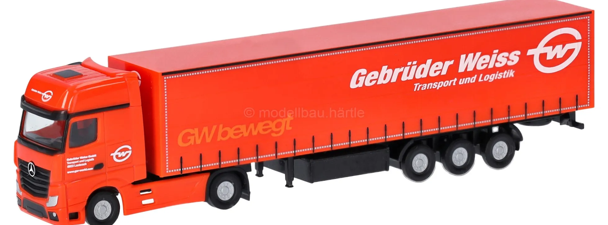herpa 066891 MB Actros GS Gardinenplanen-Sattelzug - Gebrüder Weiss | LKW-Modell 1:160