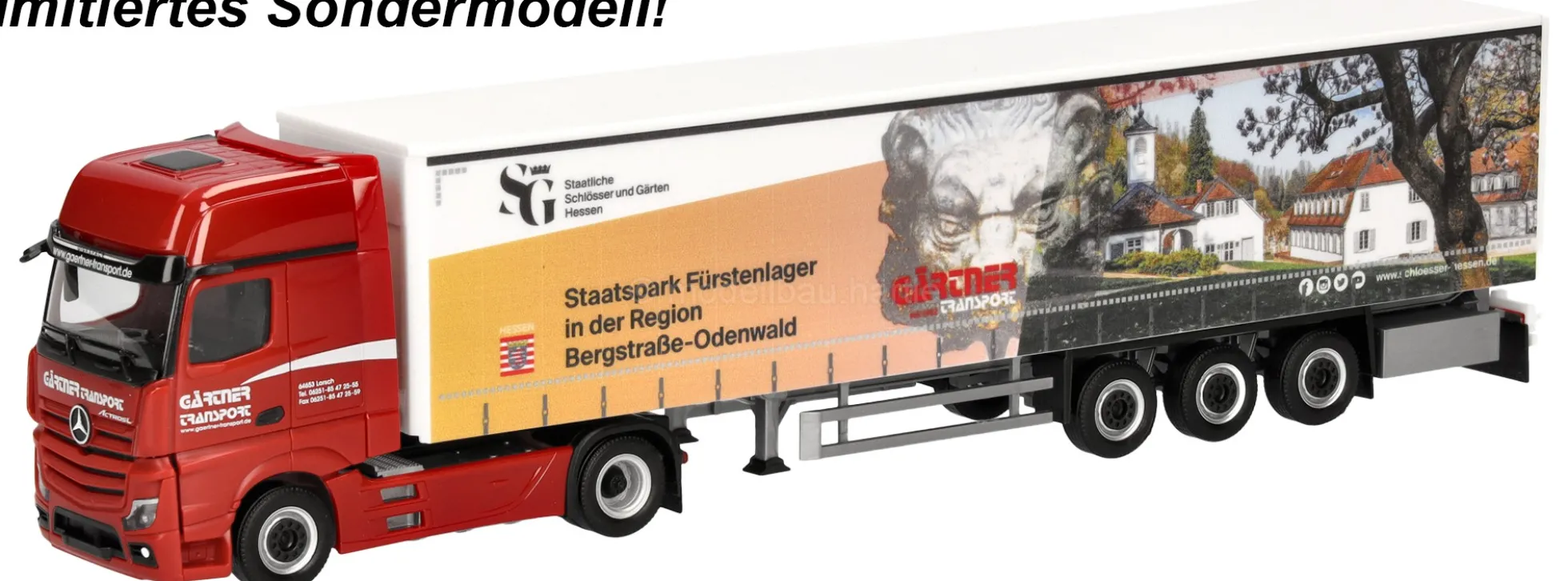 herpa 939263 MB Actros 18 L GS Gardinenplanen-Sattelzug - Gärtner / Fürstenlager | LKW-Modell 1:87