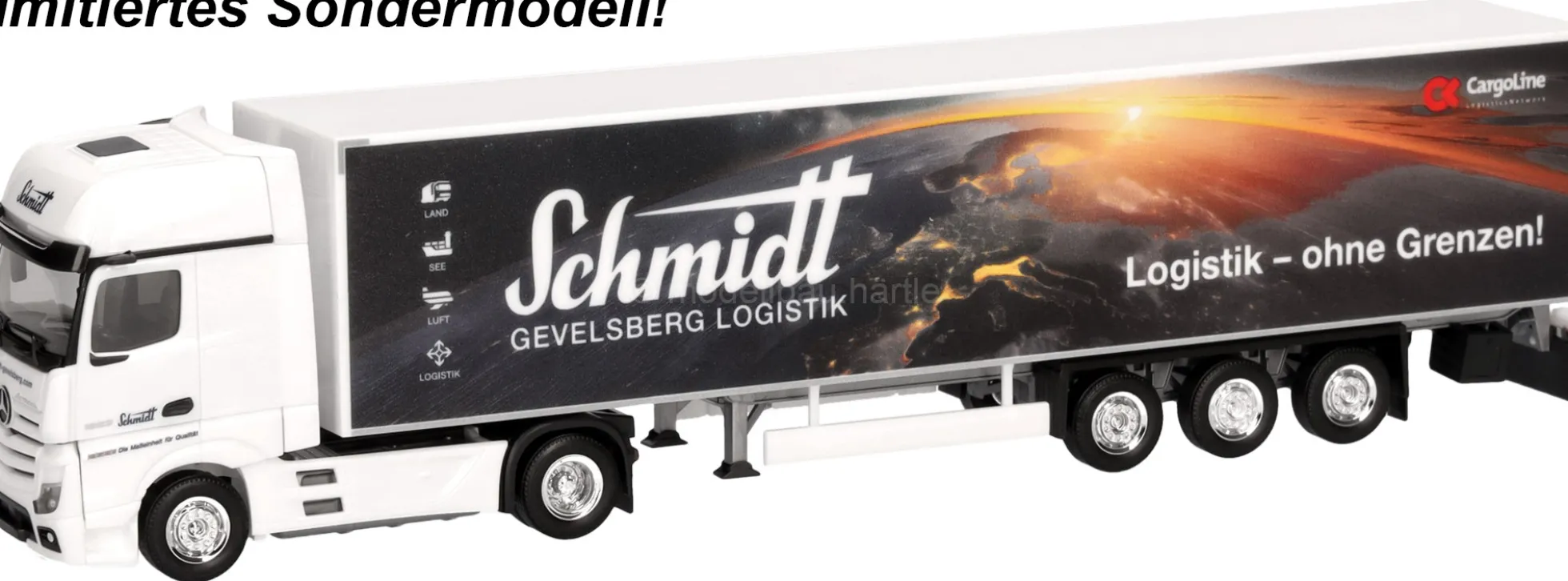 herpa 959704 MB Actros 18 L GS Koffer-Sattelzug Schmidt Gevelsberg/Erde | LKW-Modell 1:87
