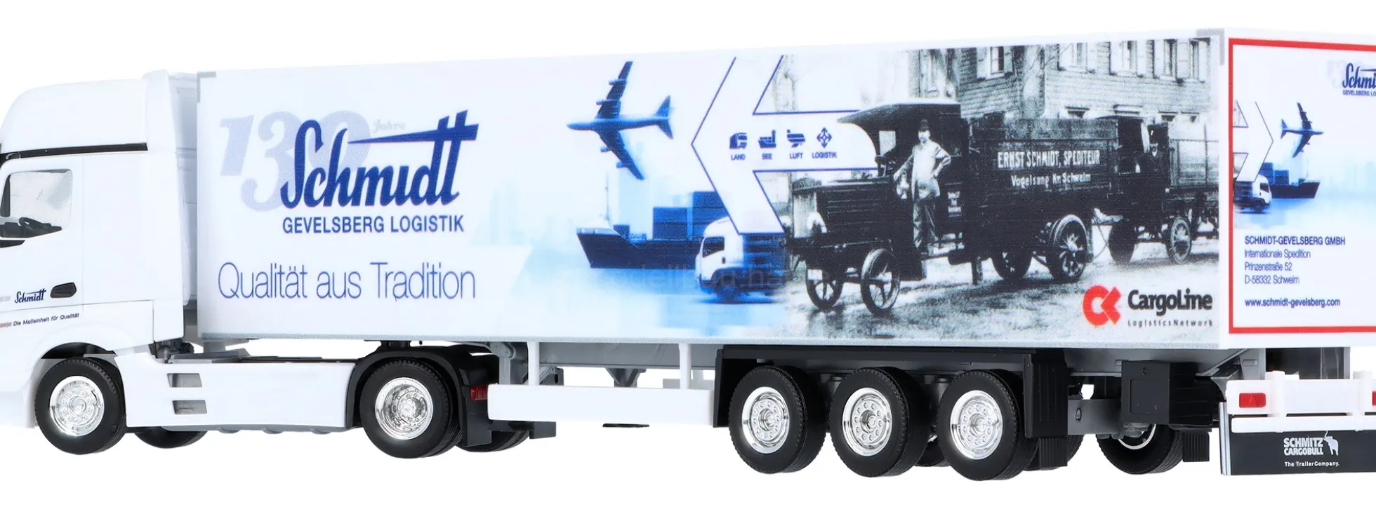 herpa 959698 MB Actros 18 L GS Koffer-Sattelzug - 130 Jahre Schmidt Gevelsberg | LKW-Modell 1:87