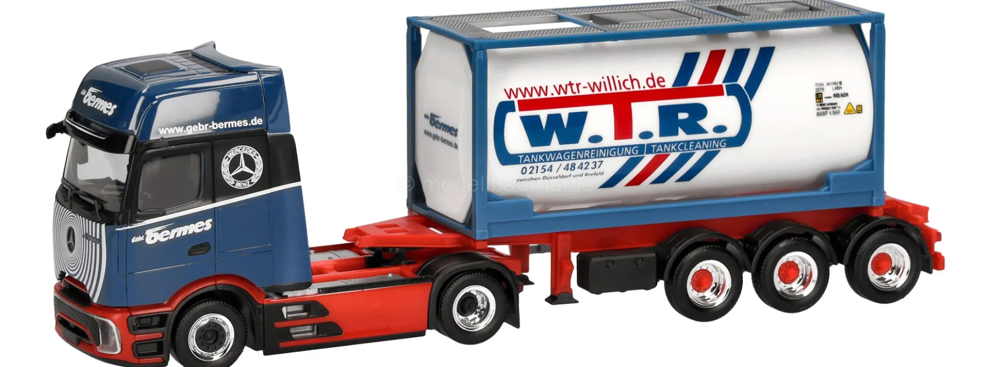 herpa 320443 MB Actros L ProCabin Gigaspace Tankcontainer-Sattelzug Bermes | LKW-Modell 1:87