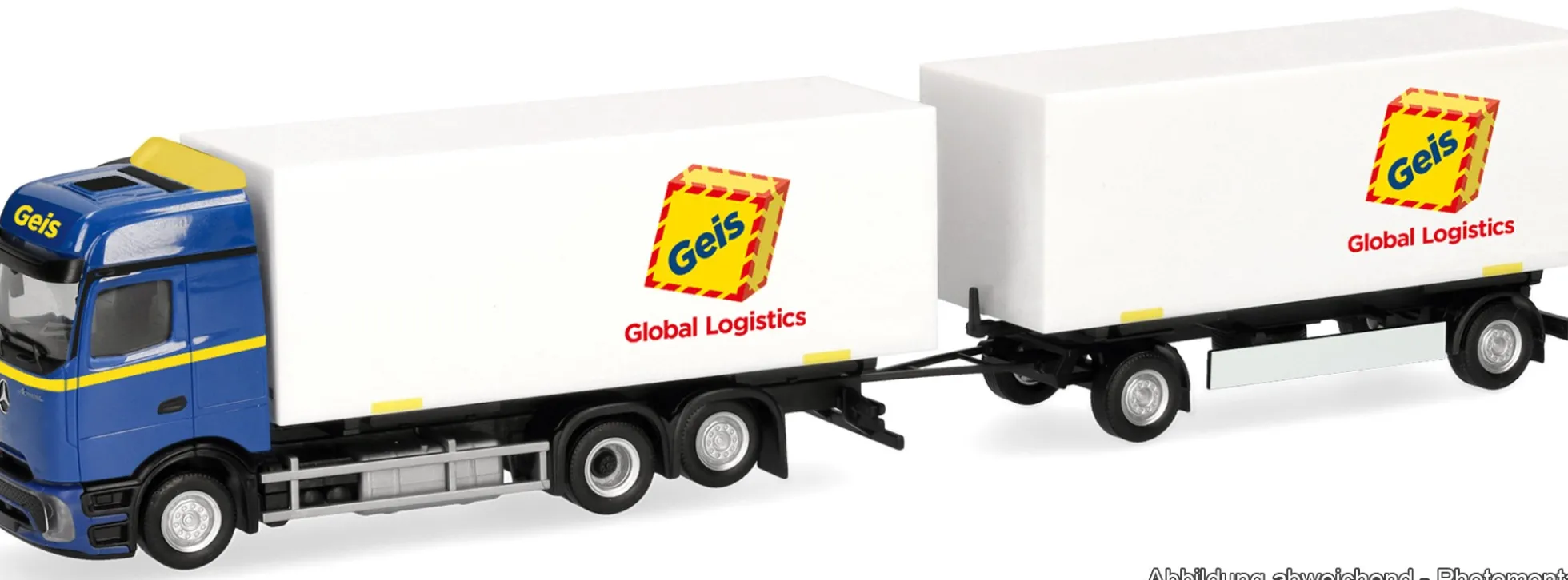 herpa 321945 MB Actros L Wechselkoffer-Hängerzug Geis | LKW-Modell 1:87