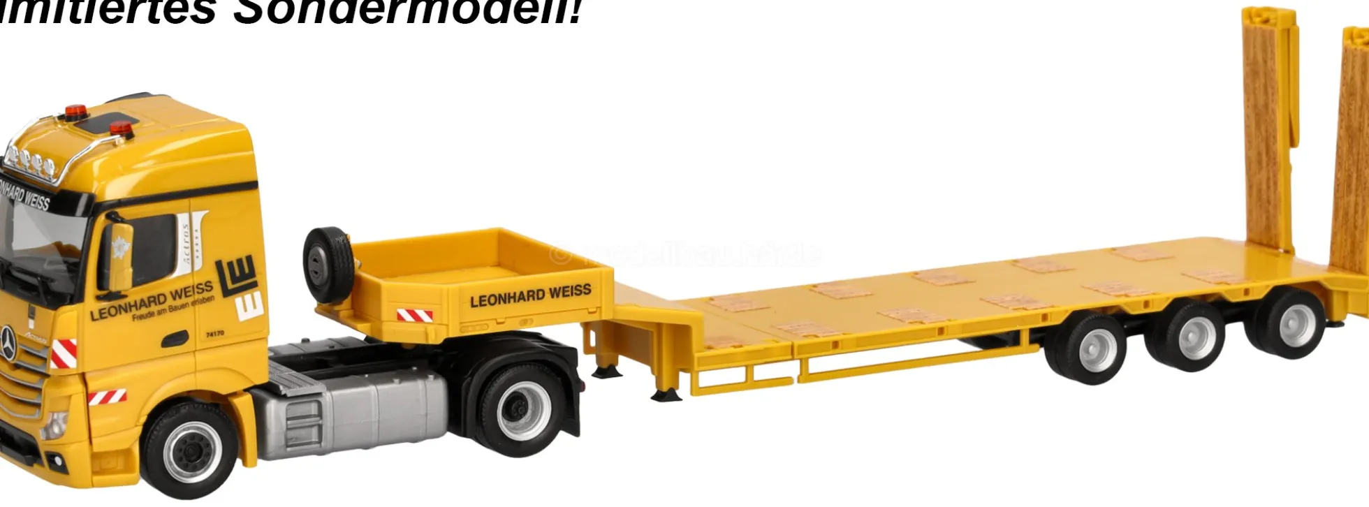 herpa 937740 MB Actros 18 Streamspace Semitieflade-Sattelzug - Leonhard Weiss | LKW-Modell 1:87