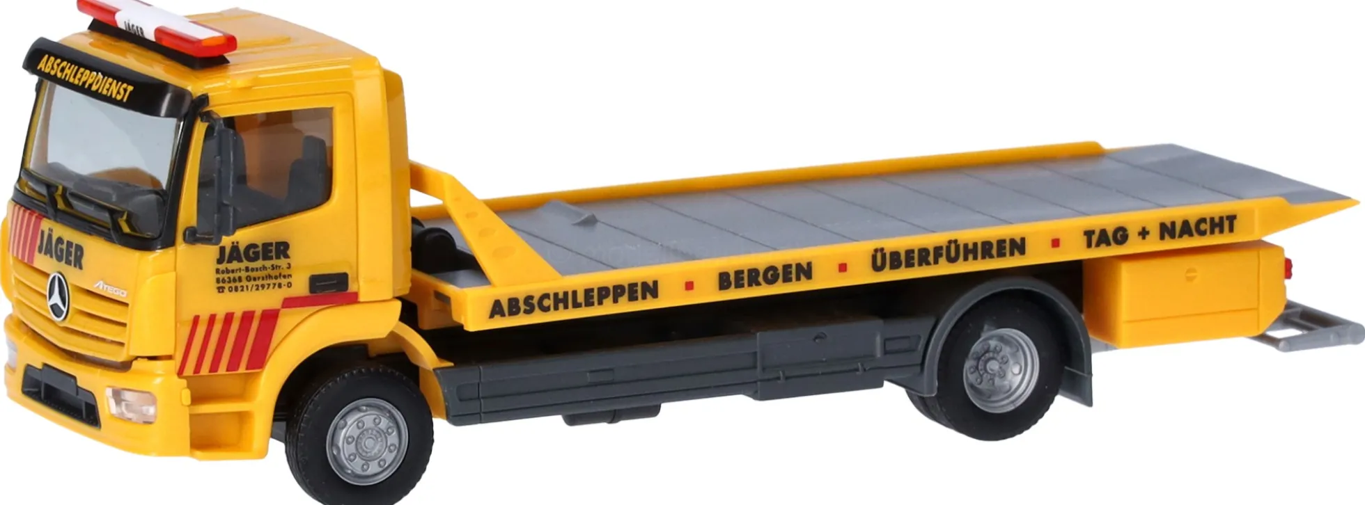 herpa 319843 MB Atego 13 Plateau-Abschlepp-LKW - Jäger | LKW-Modell 1:87