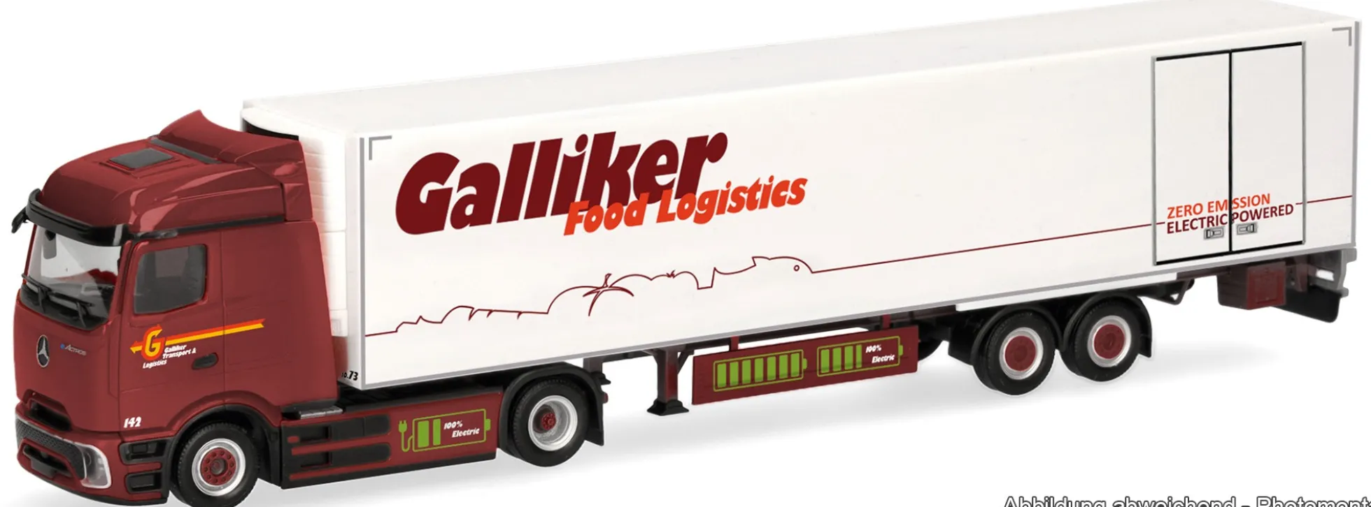 herpa 321952 MB eActros 600 Kühlkoffer-Sattelzug Galliker | LKW-Modell 1:87