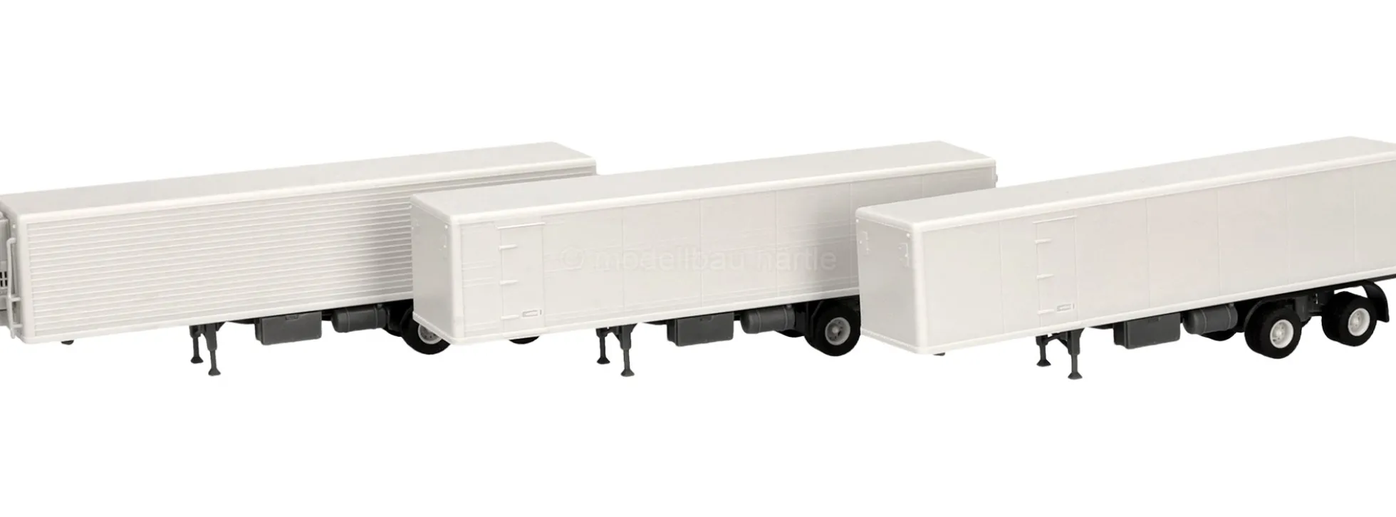 herpa 87MBS026512 Kofferauflieger neutral verschiedene Ausführungen 3 Stück im Set LKW-Zubehör 1:87