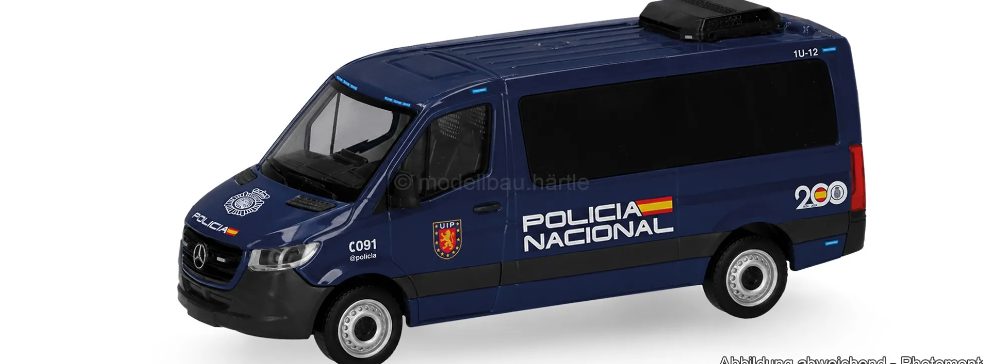 herpa 099950 MB Sprinter 18 Bus FD - Policia Municipal Madrid | Blaulichtmodell 1:8