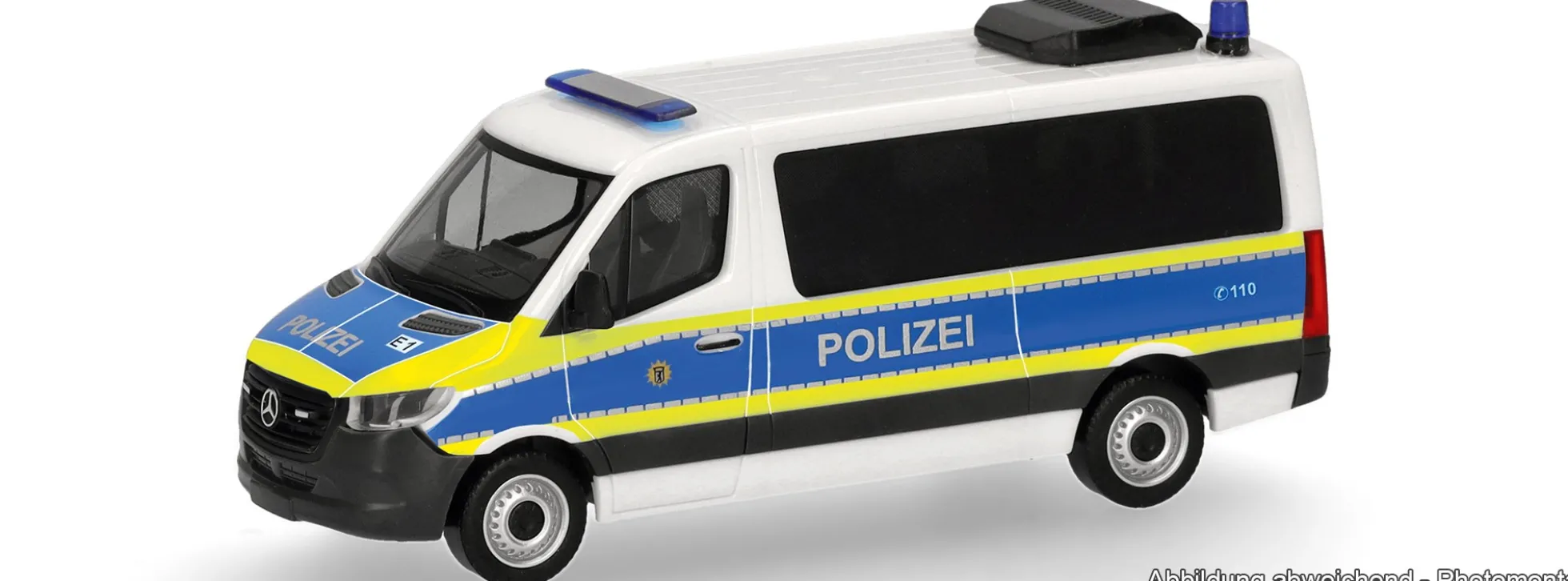 herpa 099769 MB Sprinter 18 Bus Flachdach Polizei Berlin | Blaulichtmodell 1:87