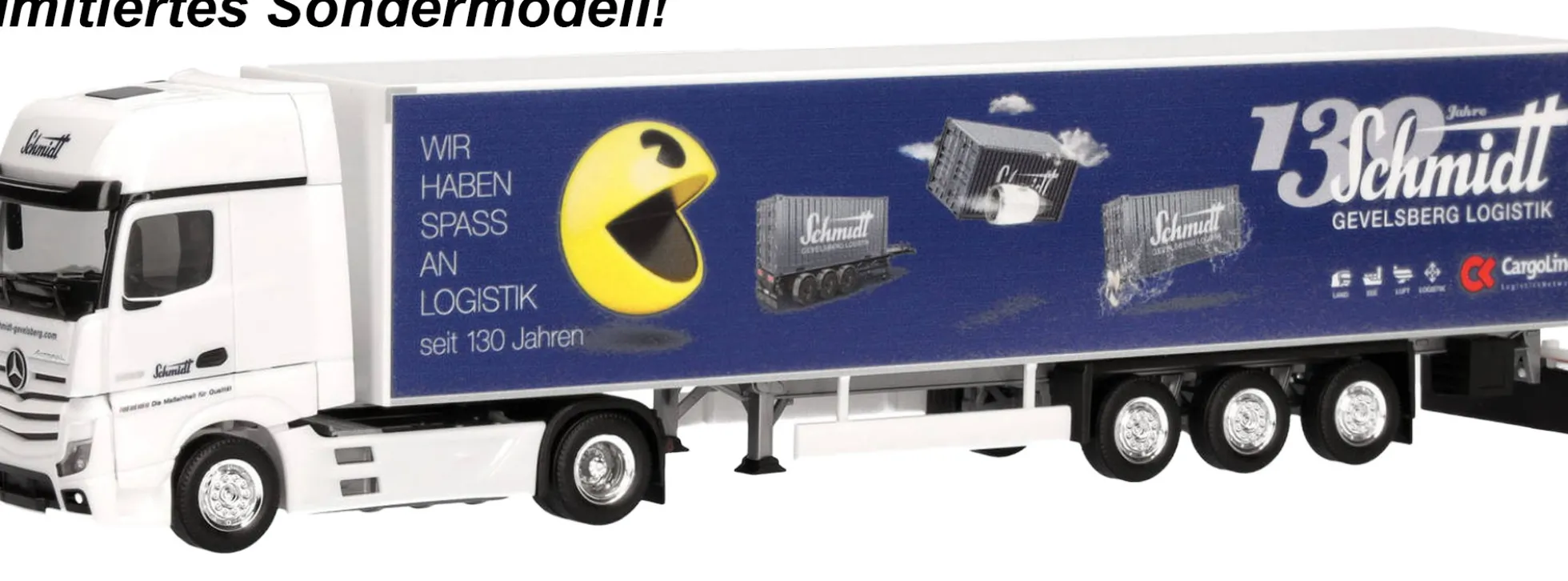 herpa 959735 Mercedes-Benz Actros L Koffersattelzug 130 Jahre Schmidt Pacman LKW-Modell 1:87