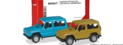 herpa 012645-009 MiniKit MB G-Klasse - blau/gelb | 2 Stück | Modellauto Bausatz 1:87
