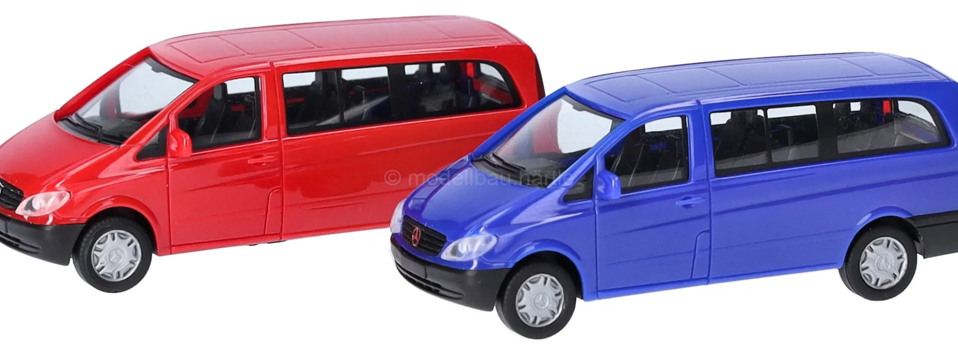 herpa 014236 MiniKit MB Vito Bus - rot/ultramarinblau | 2 Stück | Modellauto Bausatz 1:87