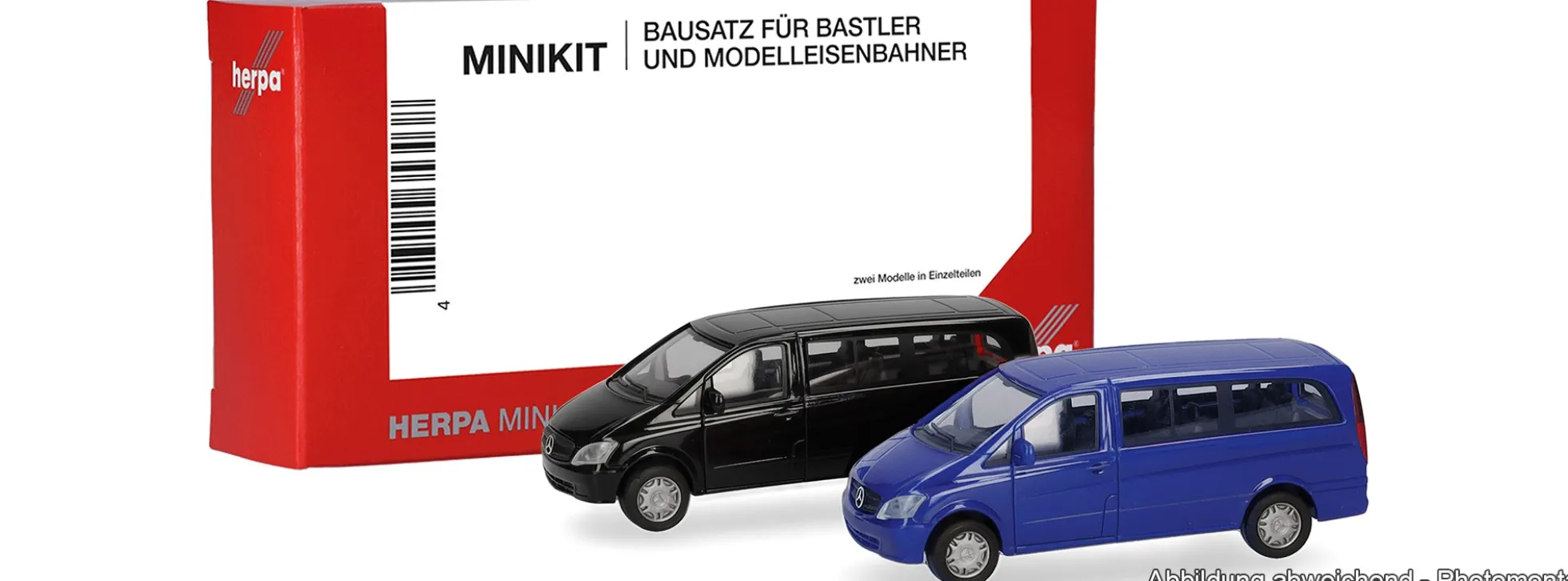 herpa 014212-002 MiniKit MB Vito Bus 2010 - schwarz/blau | 2 Stück | Modellauto Bausatz 1:87