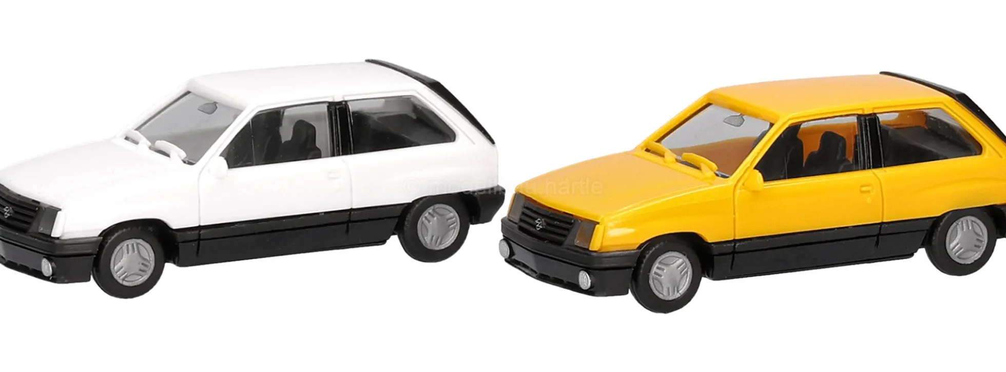 herpa 014298 MiniKit Opel Corsa A SR gelb/weiß | 2 Stück | Modellauto Bausatz 1:87