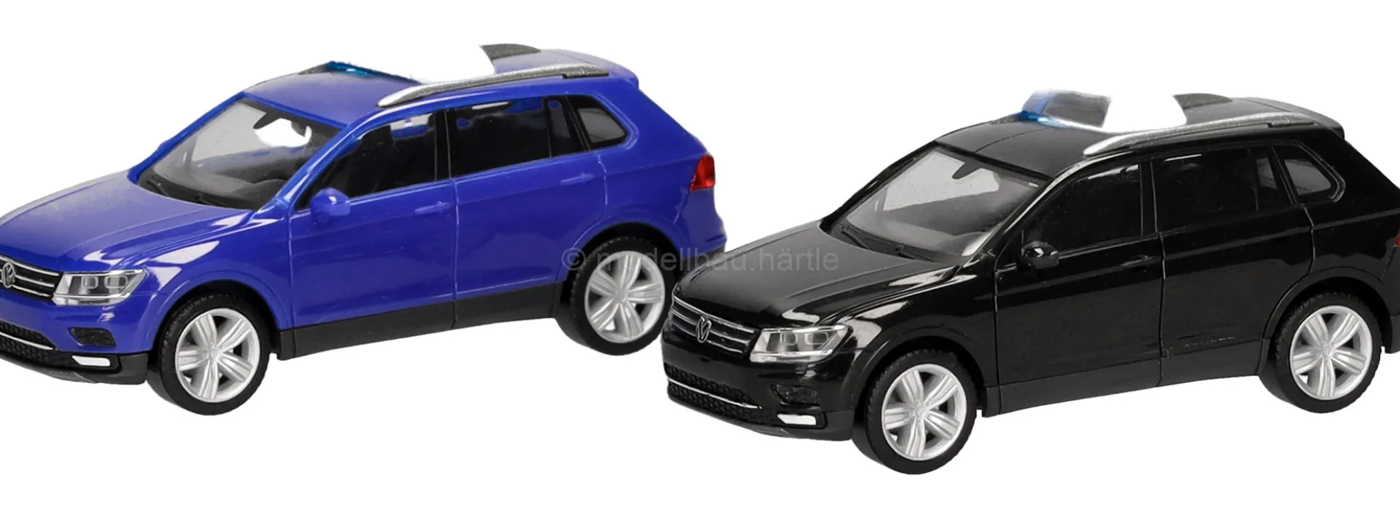 herpa 013109-003 MiniKit VW Tiguan ultramarinblau / schwarz | 2 Stück | Blaulichtmodell Bausatz 1:87