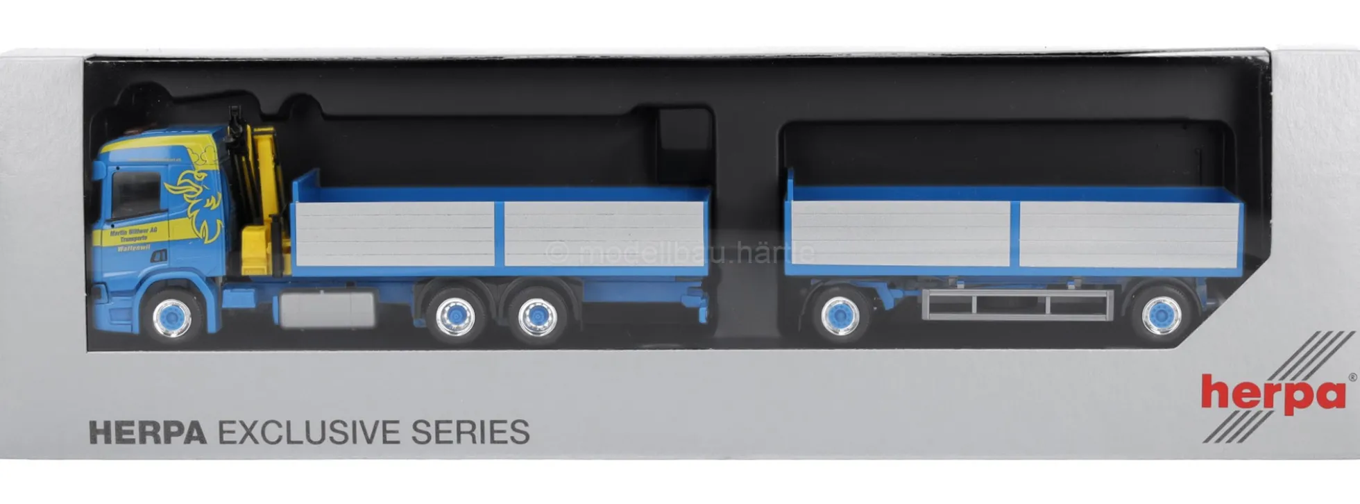 herpa 926072 Scania CR 20 ND Pritschen-Hängerzug mit Laderan - Martin Wittwer | LKW-Modell 1:87