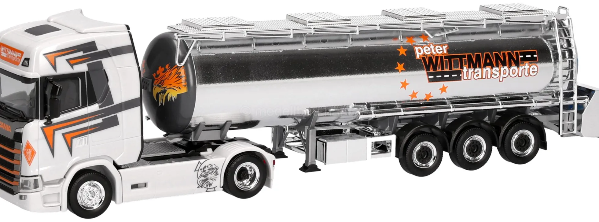 herpa 321037 Scania CS 20 HD Chromtank-Sattelzug - Wittmann Transport | LKW-Modell 1:87