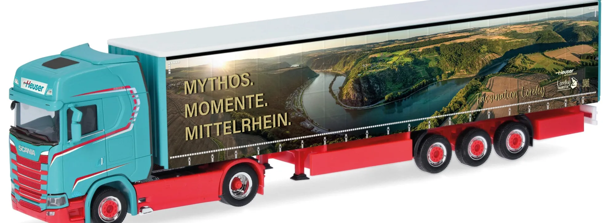 herpa 321280 Scania CS20 HD Gardinenplanensattelzug Spedition Heuser-Loreley LKW-Modell 1:87