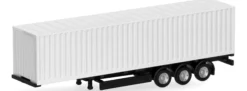 herpa 086158 Teileservice Containerauflieger 40ft 3achsig weiß 2 Stück Bausatz 1:160