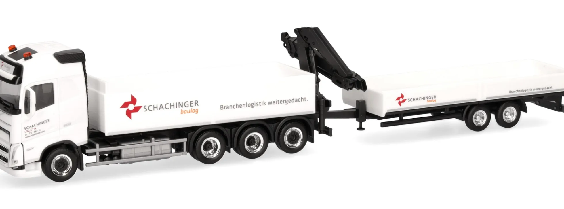 herpa 319119 Volvo FH GL 2020 PritschenLKW 4a mit Tiefbetttandemhänger Schachinger LKW-Modell 1:87