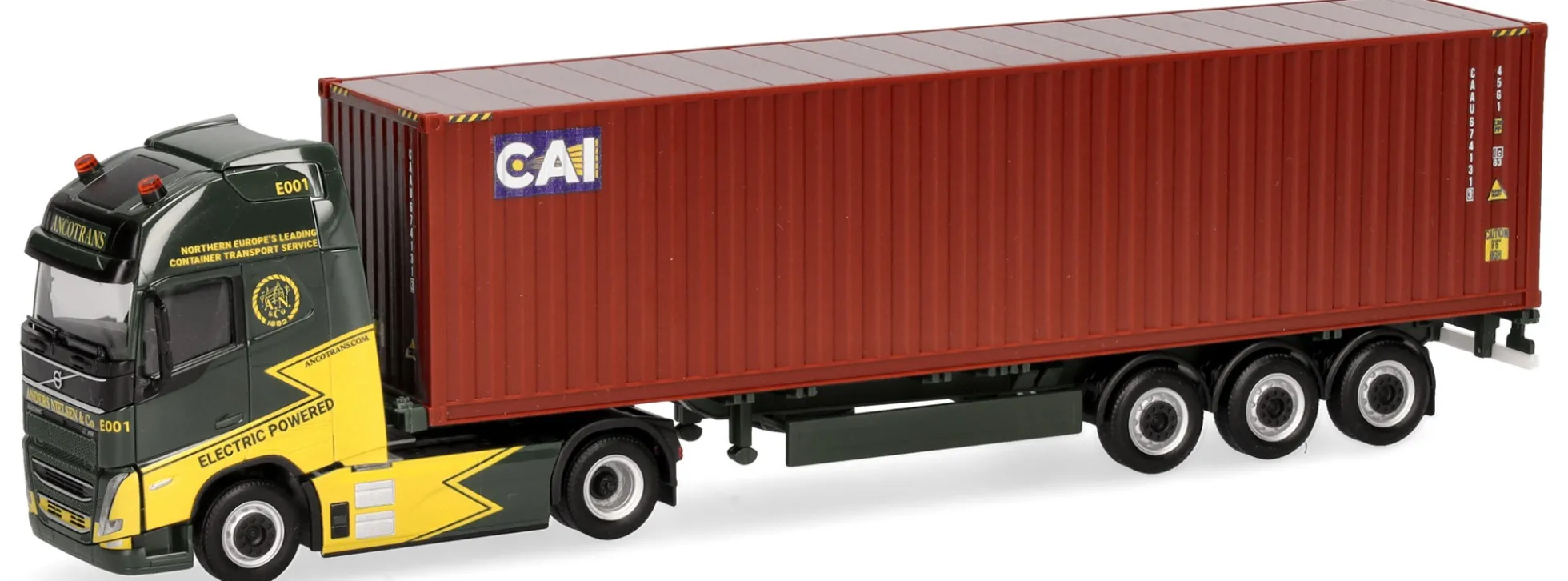 herpa 319256 Volvo FH GL XL 2020 Electric Container-Sattelzug Ancotrans CAI LKW-Modell 1:87