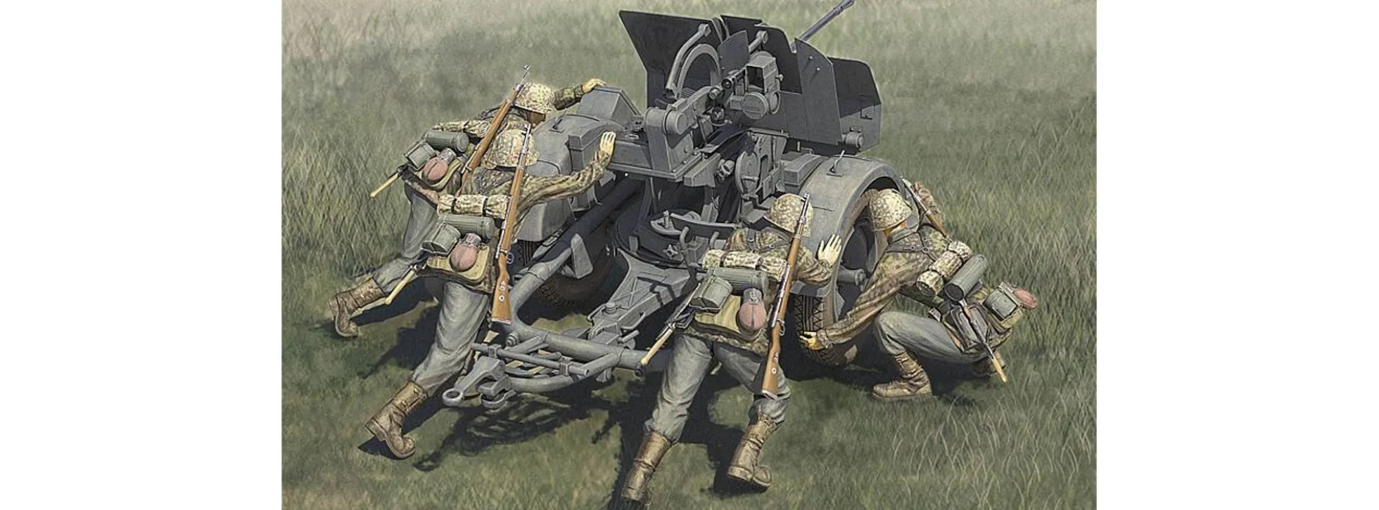 HobbyBoss 84418 Flak 38 Manschaft 4 Figuren Waffen-SS Crew | Figuren Bausatz 1:35