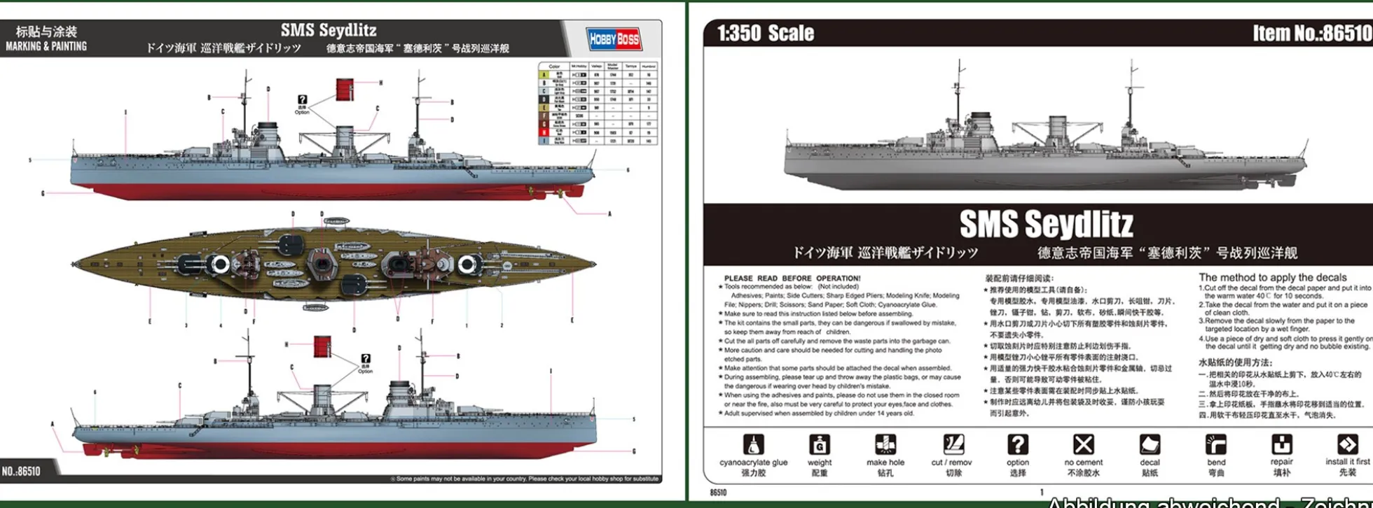HobbyBoss 86510 SMS Seydlitz | Schiff Bausatz 1:350