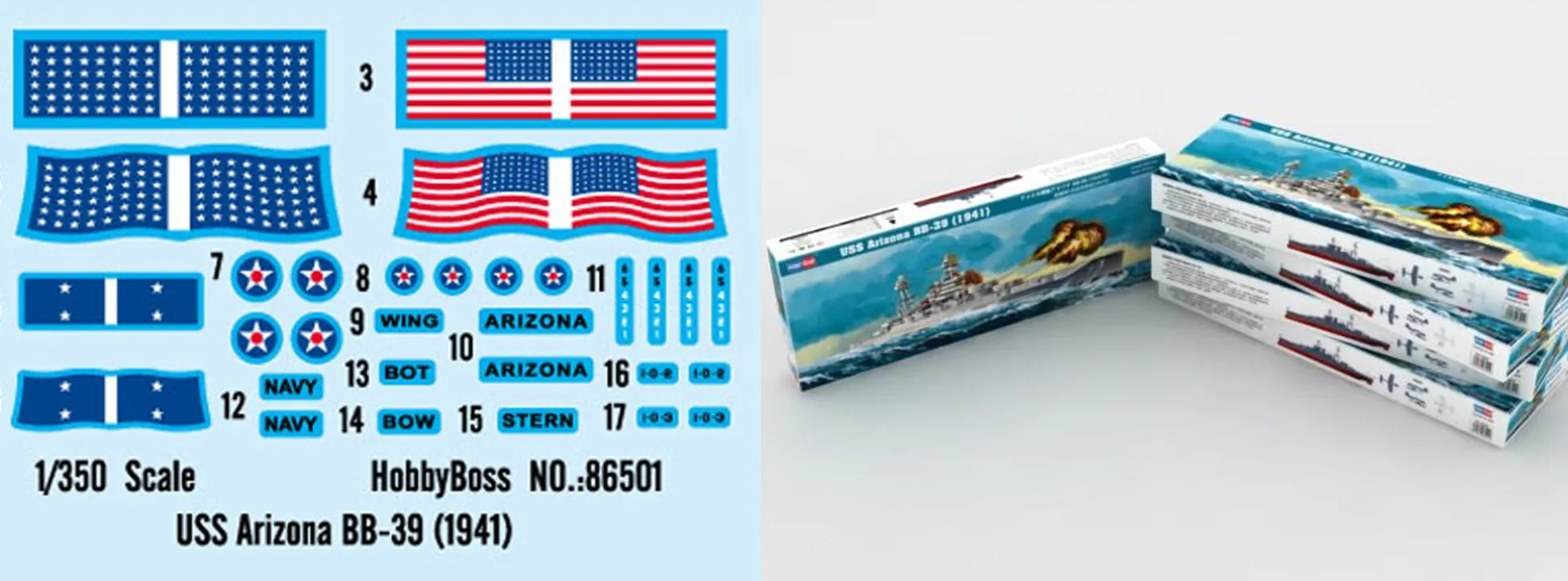 HobbyBoss 86501 USS Arizona BB-39 1941 | Schiffsmodell Bausatz 1:350