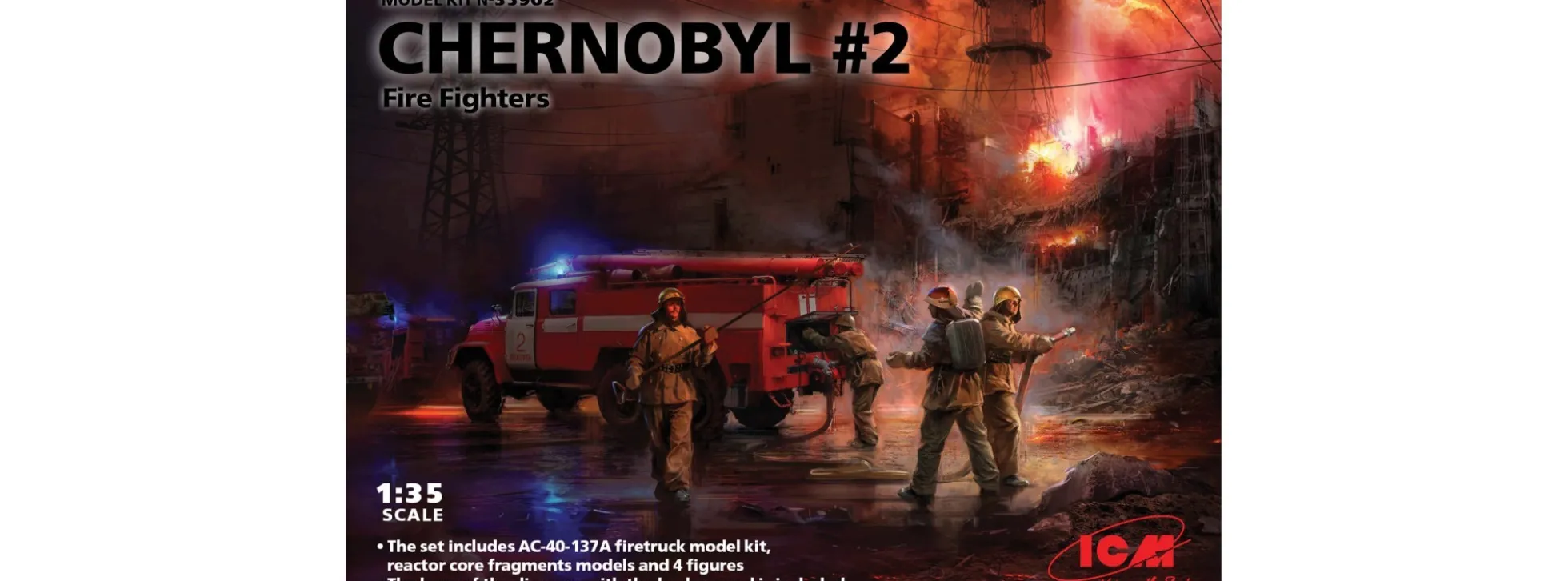 ICM 35902 Chernobyl Nr.2 | Feuerwehr + Figuren + Hütte | Bausatz 1:35