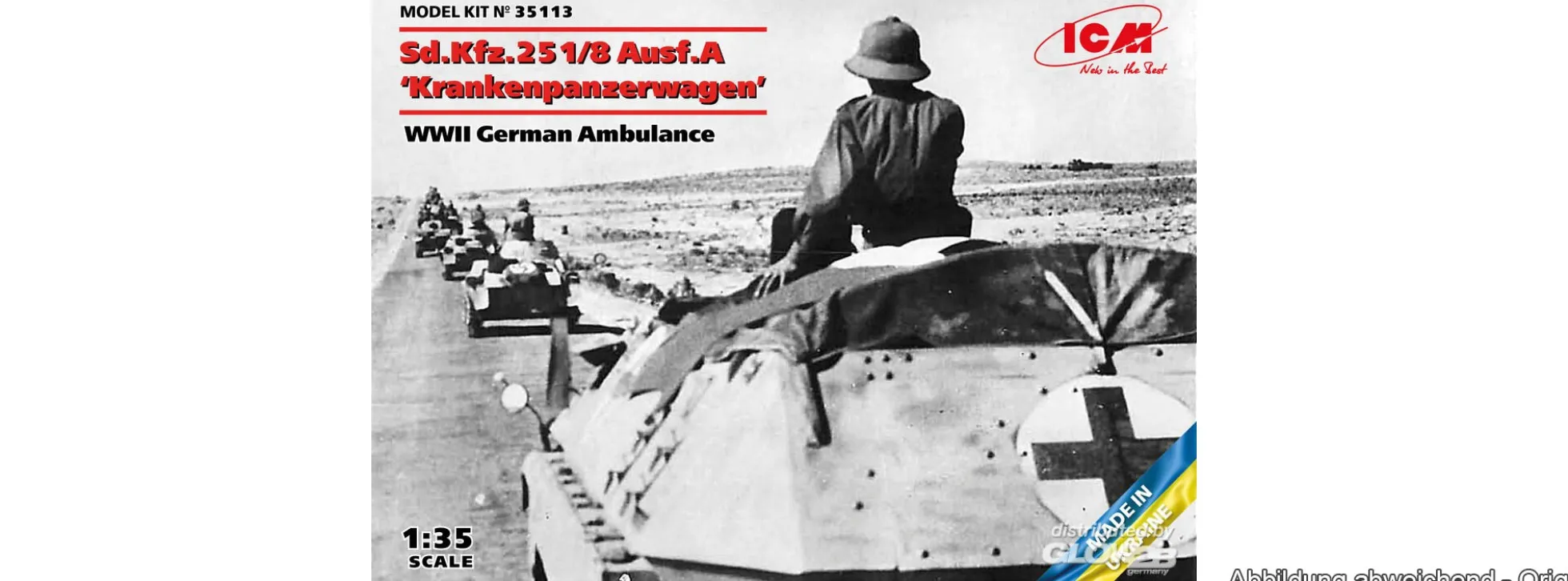 ICM 35113 Sd.Kfz. 251/8 Ausf.A Krankenpanzerwagen WWII Deutsche Ambulanz | Panzer Bausatz 1:35