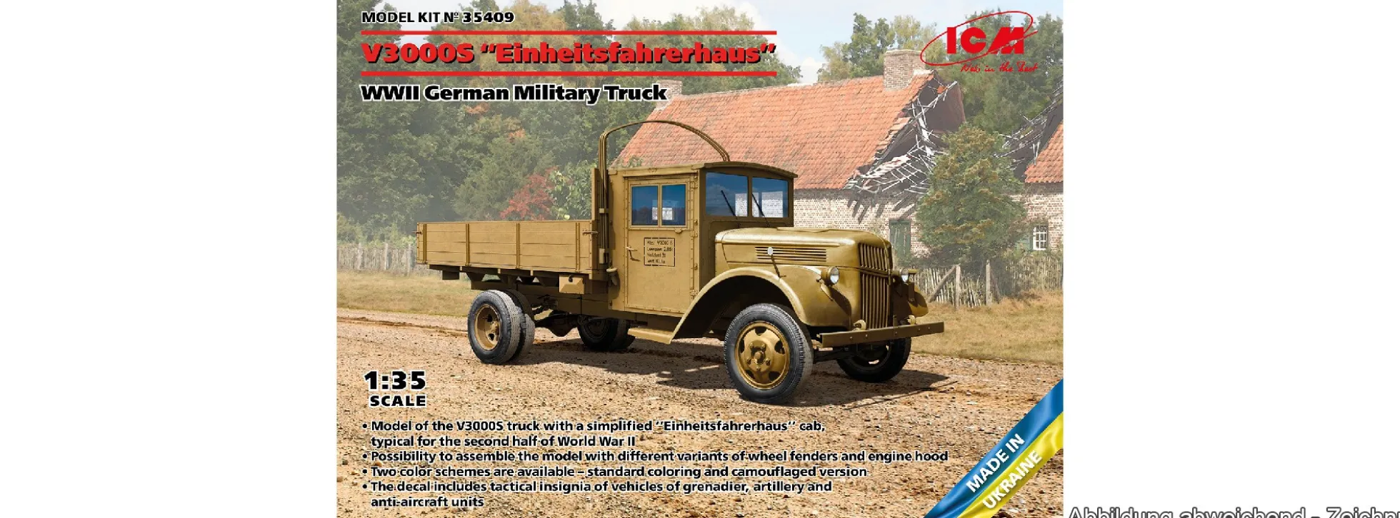 ICM 35409 V3000S Einheitsfahrerhaus Deutscher Militär Truck | LKW-Bausatz 1:35