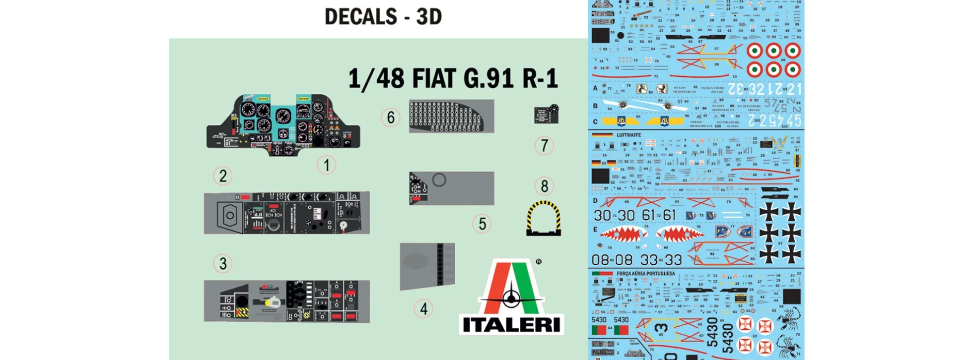 ITALERI 92645 Fiat G.91 R1/R3 Gina | Flugzeug Bausatz 1:48