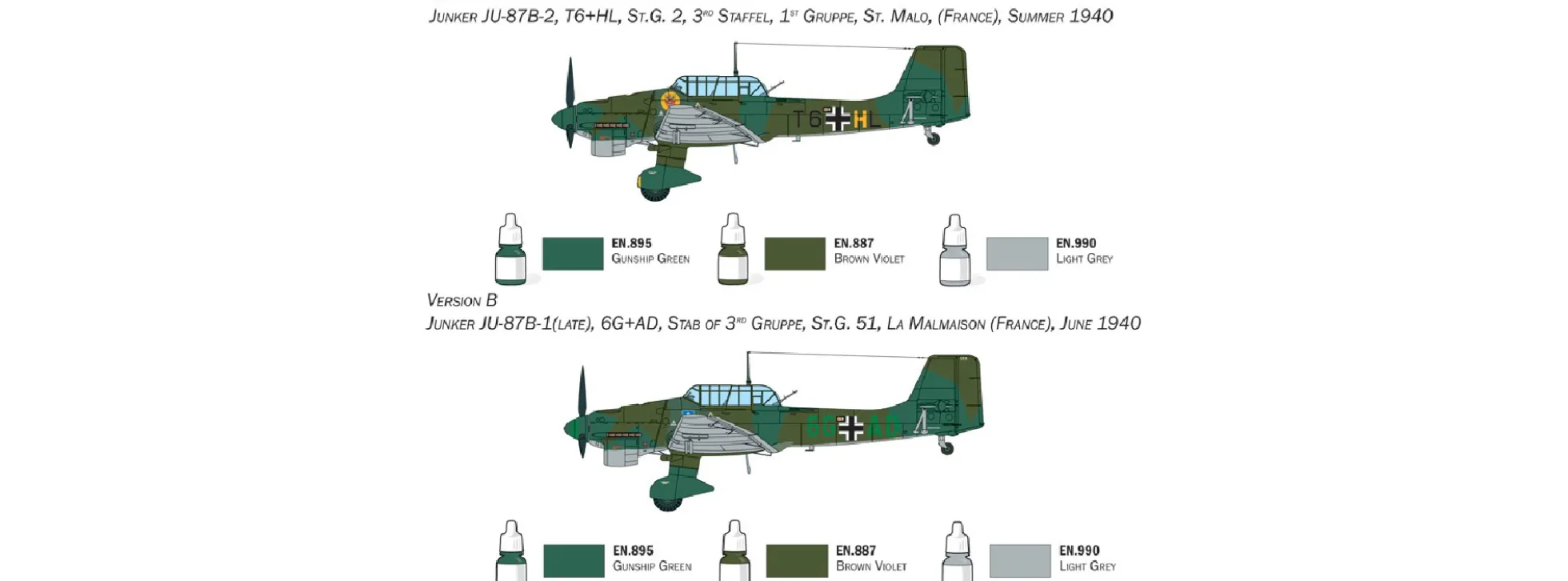 ITALERI 72010 Junker Ju-87B Stuka Komplett Set | Flugzeug Bausatz 1:72