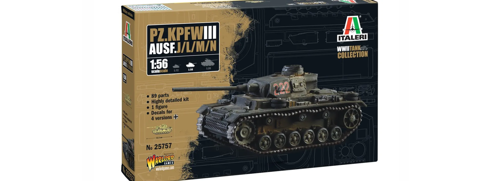 ITALERI 25757 Pz. Kpfw. III Ausf. J/L/M/N | Panzer Bausatz 1:56