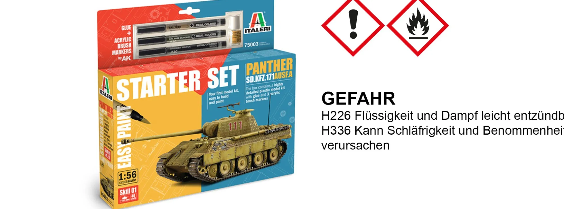 ITALERI 75003 Sd. Kfz. 171 Panther Ausf. A | Starter Set | Militär Bausatz 1:56