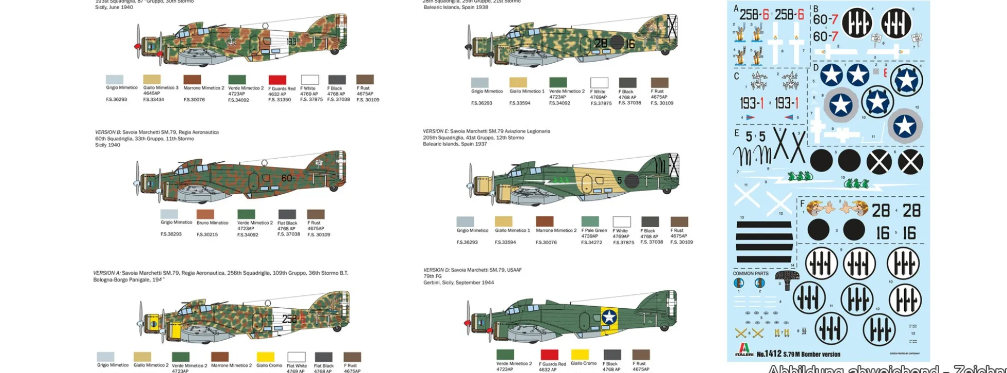 ITALERI 1412 S.M.79 Sparviero Bomber Version | Flugzeug Bausatz 1:72