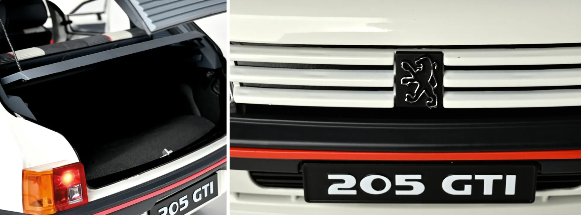 IXO 10122 Peugeot 205 GTI Weiß | Licht + Sound | Premium Auto Bausatz 1:8
