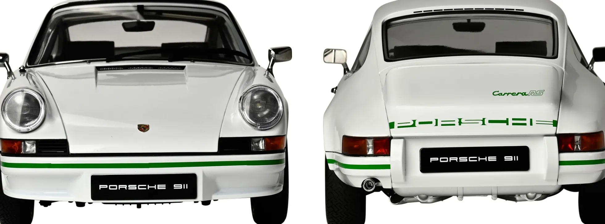 IXO 10116 Porsche 911 RS 2.7 Weiß/Grün | Sound + Licht | Premium Auto Bausatz 1:8