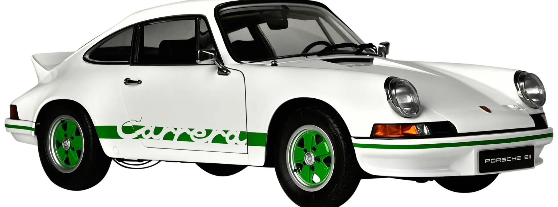 IXO 10116 Porsche 911 RS 2.7 Weiß/Grün | Sound + Licht | Premium Auto Bausatz 1:8
