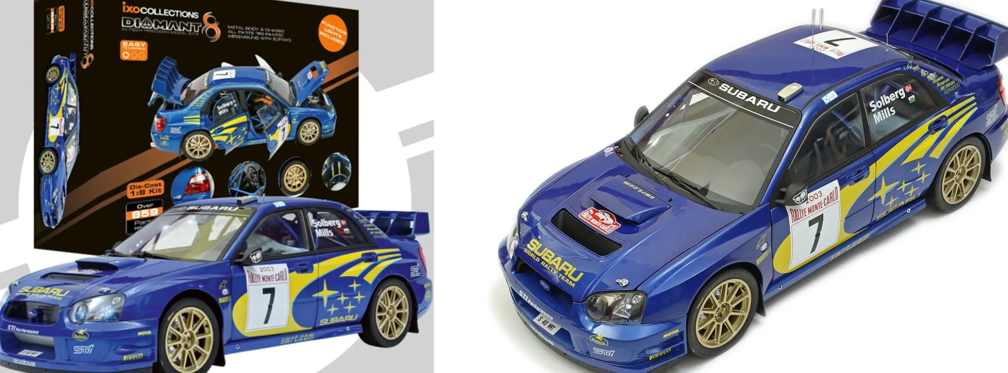 IXO 10110 Subaru Impreza Rally WRC 2003 | Licht + Sound | Metallteile | Premium Auto Bausatz 1:8