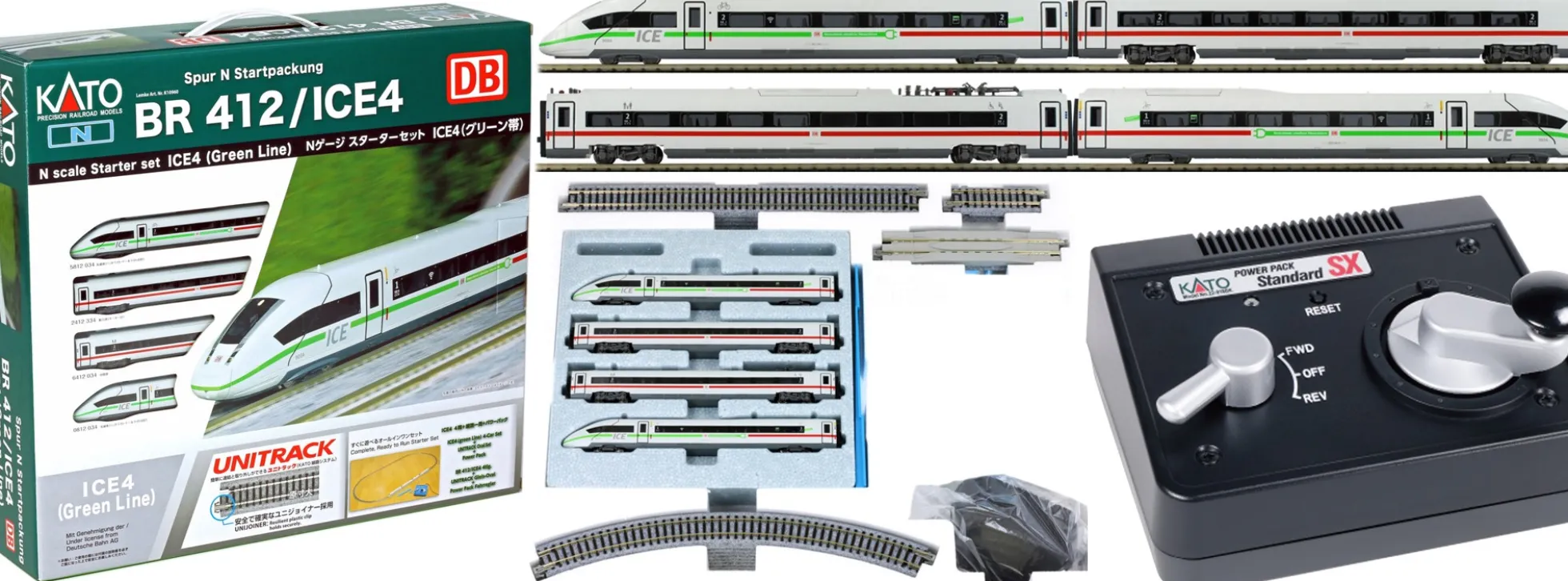 KATO K10-017 Startpackung ICE 4 BR 412 DB AG + Gleisoval | Analog | Spur N